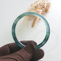 [Rare] Highly Translucent Icy Bluish Jadeite “Chameleon” Bangle (JAC002952) 7