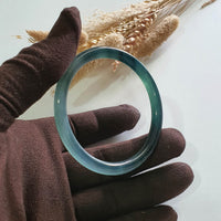 [Rare] Highly Translucent Icy Bluish Jadeite “Chameleon” Bangle (JAC002952) 5