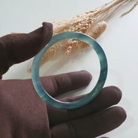[Rare] Highly Translucent Icy Bluish Jadeite “Chameleon” Bangle (JAC002952) 3