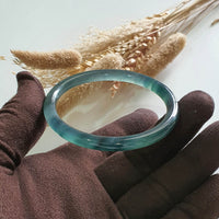 [Rare] Highly Translucent Icy Bluish Jadeite “Chameleon” Bangle (JAC002952) 2