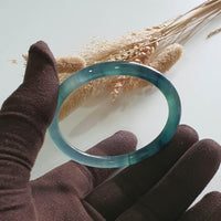 [Rare] Highly Translucent Icy Bluish Jadeite “Chameleon” Bangle (JAC002952) 8