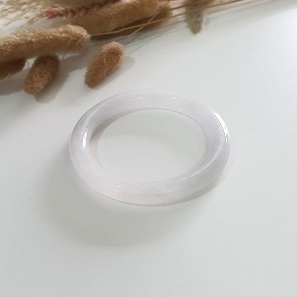 Translucent Icy Light Lavender Jadeite Princess Round Bangle (JAC002959) 1