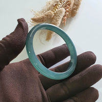 [Rare] Highly Translucent Icy Bluish Chameleon Green Jadeite Bangle (JAC002983) 3