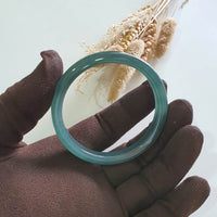 [Rare] Highly Translucent Icy Bluish Chameleon Green Jadeite Bangle (JAC002983) 5