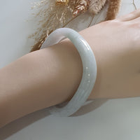 Translucent Light Green and Pinkish Lavender Jadeite “Art-De-Squarera” Bangle (JAC003022) 9