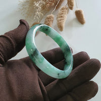 Translucent Brilliant Flower Green Jadeite “Art-De-Squarera” Bangle (JAC003023) 6