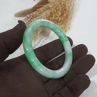Translucent Brilliant Apple Green Jadeite Princess Round "Scenery" Bangle (JAC003074) 7