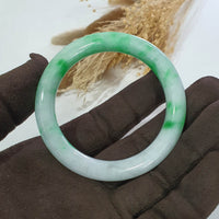 Translucent Brilliant Apple Green Jadeite Princess Round "Scenery" Bangle (JAC003074) 5