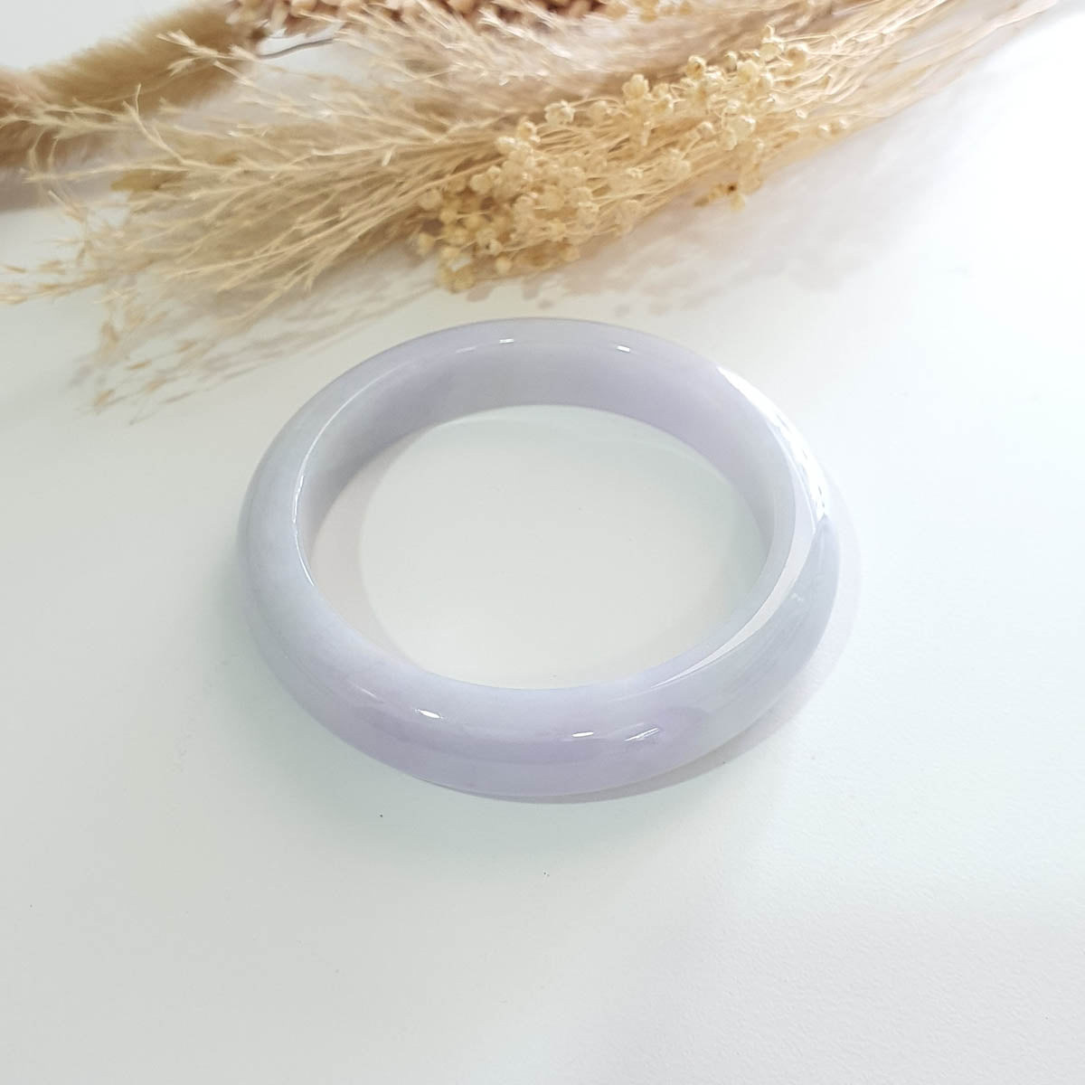 Translucent Light Lavender Jadeite “Cotton Candy” Bangle (JAC003091) 1