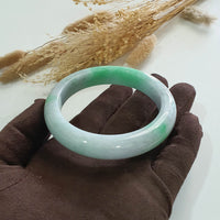 Translucent Brilliant Apple Green and Lavender Jadeite “Scenery” Bangle (JAC003281) 4