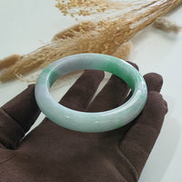 Translucent Brilliant Apple Green and Lavender Jadeite “Scenery” Bangle (JAC003281) 6