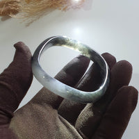 Translucent Icy Black Jadeite “Art-De-Squarera” Bangle (JAC003342) 6