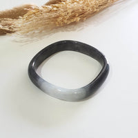 Translucent Icy Black Jadeite “Art-De-Squarera” Bangle (JAC003342) 9