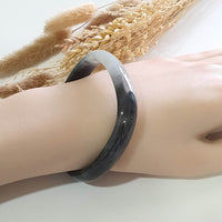Translucent Icy Black Jadeite “Art-De-Squarera” Bangle (JAC003342) 10