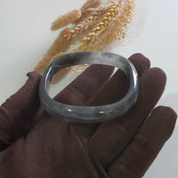 Translucent Icy Black Jadeite “Art-De-Squarera” Bangle (JAC003342) 4