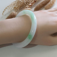 Translucent Moss Apple Green On Snow Jadeite ‘Scenery” Princess Round Bangle (JAC003346) 9