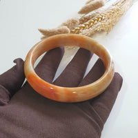[Huge] Translucent Orangey Jadeite “Imperial Sunset Scenery” Bangle (JAC003347) 9