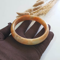 [Huge] Translucent Orangey Jadeite “Imperial Sunset Scenery” Bangle (JAC003347) 10