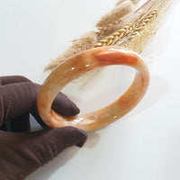 [Huge] Translucent Orangey Jadeite “Imperial Sunset Scenery” Bangle (JAC003347) 4