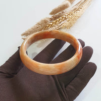 [Huge] Translucent Orangey Jadeite “Imperial Sunset Scenery” Bangle (JAC003347) 7