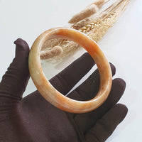 [Huge] Translucent Orangey Jadeite “Imperial Sunset Scenery” Bangle (JAC003347) 8