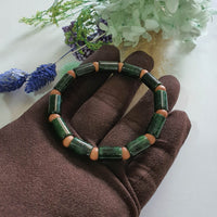 Translucent Deep Flower Green Jadeite “Emerald Zen” Bracelet (JAC003397) 5