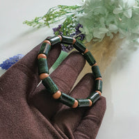 Translucent Deep Flower Green Jadeite “Emerald Zen” Bracelet (JAC003397) 2