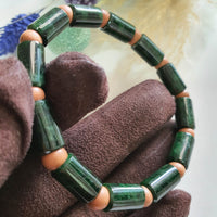 Translucent Deep Flower Green Jadeite “Emerald Zen” Bracelet (JAC003397) 8