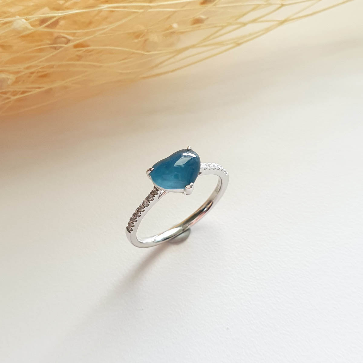 A Highly Translucent Icy Jewel Blue Jadeite "My Love" Diamond Ring (JAD000422) 1