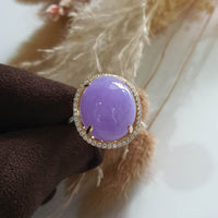 Translucency Brilliant Lavender Jadeite “Cabochon” Ring (JAD000682) 1