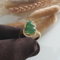 Highly Translucent Icy Green Jadeite "Dazzling Hulu" Ring (JAD000692) 2