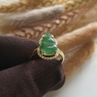 Highly Translucent Icy Green Jadeite "Dazzling Hulu" Ring (JAD000692) 5