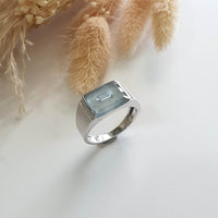 Highly Translucent Icy Light Blue Jadeite "Blue Pillow" Diamond Ring (JAD000728) 2