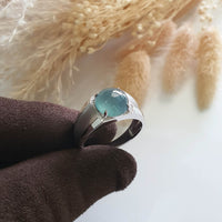 Highly Translucent Icy Blue Jadeite "Blue Moon" Diamond Ring (JAD000729) 3