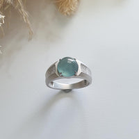 Highly Translucent Icy Light Blue Jadeite "Blue Moon" Diamond Ring (JAD000737) 1