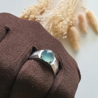 Highly Translucent Icy Light Blue Jadeite "Blue Moon" Diamond Ring (JAD000737) 5