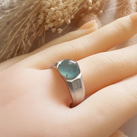 Highly Translucent Icy Light Blue Jadeite "Blue Moon" Diamond Ring (JAD000737) 7
