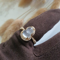 Highly Translucent Icy Jadeite "Glittering Calabash" Ring (JAD000760) 8