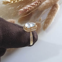 Highly Translucent Icy Jadeite "Glittering Calabash" Ring (JAD000760) 3