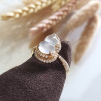 Highly Translucent Icy Jadeite "Glittering Calabash" Ring (JAD000760) 7