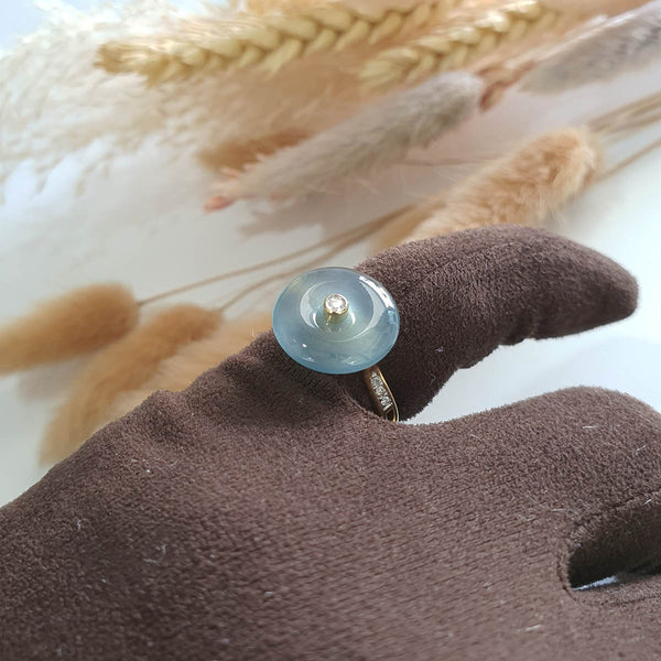 Highly Translucent Glassy Blue Jadeite “Donut” Ring (JAD000784) 1
