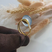 Highly Translucent Glassy Blue Jadeite “Donut” Ring (JAD000784) 2