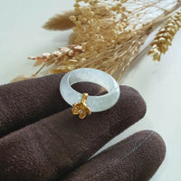 Highly Translucent Icy Jadeite "Icy Cherry Blossom" Ring (JAD000884) 4