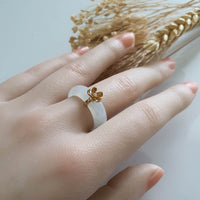 Highly Translucent Icy Jadeite "Icy Cherry Blossom" Ring (JAD000884) 8