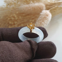 Highly Translucent Icy Jadeite "Icy Cherry Blossom" Ring (JAD000892) 6