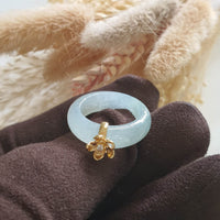 Highly Translucent Icy Light Green Jadeite "Icy Cherry Blossom" Ring (JAD000897) 3