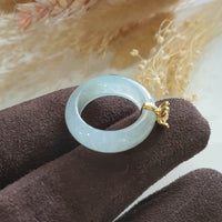 Highly Translucent Icy Light Green Jadeite "Icy Cherry Blossom" Ring (JAD000897) 5