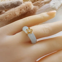 Highly Translucent Icy Light Green Jadeite "Icy Cherry Blossom" Ring (JAD000897) 6