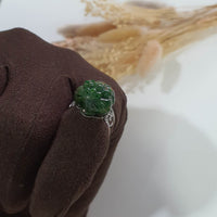 Translucent Deep Green “Auspicious Three-Legged Toad” Wealth Ring (JAD000932) 6