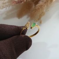[Rare] Highly Translucency Icy Apple Green Jadeite "Sugar Love" Ring (JAD000999) 2